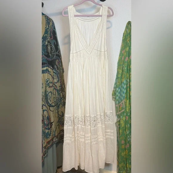 Free People Carla Lace Dress Deep-V Ivory Never Worn Size Small - Picture 14 of 15